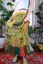 Load image into Gallery viewer, Vintage Y2K Yellow Patchwork Tiered Maxi Skirt