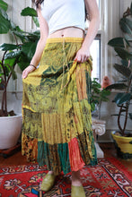 Load image into Gallery viewer, Vintage Y2K Yellow Patchwork Tiered Maxi Skirt