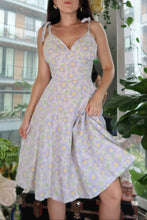 Load image into Gallery viewer, Vintage Handmade Lilac Floral Midi Dress – Tie Shoulder Sundress