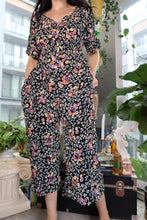 Load image into Gallery viewer, Vintage 90s Black Floral Wide Leg Jumpsuit
