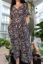 Load image into Gallery viewer, Vintage 90s Black Floral Wide Leg Jumpsuit