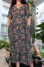 Load image into Gallery viewer, Vintage 90s Black Floral Wide Leg Jumpsuit