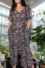 Load image into Gallery viewer, Vintage 90s Black Floral Wide Leg Jumpsuit