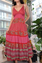 Load image into Gallery viewer, Vintage 2000s Boho Maxi Dress – Pink & Red Patchwork Print
