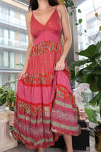 Load image into Gallery viewer, Vintage 2000s Boho Maxi Dress – Pink & Red Patchwork Print