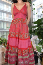 Load image into Gallery viewer, Vintage 2000s Boho Maxi Dress – Pink & Red Patchwork Print