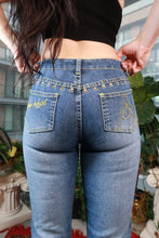 Load image into Gallery viewer, 2000s Baby Phat Gold Embroidered Low Rise Jeans - Elektra Vintage