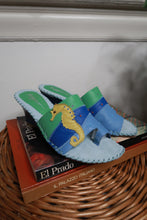 Load image into Gallery viewer, Deadstock Vintage 2000s Leather Seahorse Patchwork Wedge Sandals
