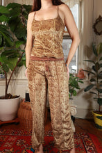 Load image into Gallery viewer, Vintage 2000s Mudd snakeskin print cami and low-rise pants set by Elektra Vintage, featuring a brown snakeskin pattern and fitted style.
