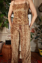 Load image into Gallery viewer, Vintage 2000s Elektra Mudd brown snakeskin print cami and low rise pants set displayed on a hanger.
