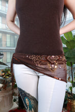 Load image into Gallery viewer, Vintage 2000s Elektra Vintage sheer brown scarf with beads, sequins, and embroidery, styled as a statement wrap.