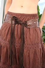 Load image into Gallery viewer, Vintage Brown Leather Studded Fringe Tie Belt
