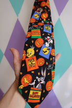 Load image into Gallery viewer, Vintage Looney Tunes Halloween Silk Tie