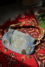 Load image into Gallery viewer, 2000s Franco Sarto Gold Floral Denim Shoulder Bag