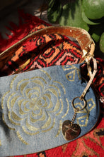Load image into Gallery viewer, 2000s Franco Sarto Gold Floral Denim Shoulder Bag