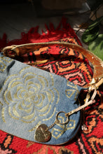 Load image into Gallery viewer, 2000s Franco Sarto Gold Floral Denim Shoulder Bag