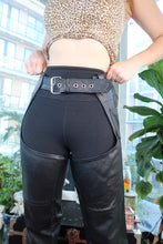 Load image into Gallery viewer, Vintage Black Leather Motorcycle Chaps