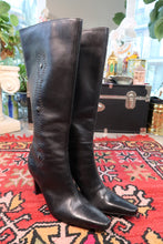Load image into Gallery viewer, Vintage Black Leather Studded Knee-High Boots