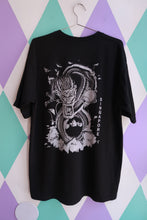 Load image into Gallery viewer, Black vintage 2000s Dragon graphic T-shirt by Elektra Vintage, double-sided men's top with vibrant dragon design in Singapore style.