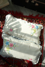 Load image into Gallery viewer, Vintage Embroidered Pillowcases with Scalloped Edges and Embroidered Floral Design - Elektra Vintage