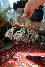 Load image into Gallery viewer, Vintage Beaded Floral Evening Bag – Embroidered Brocade Purse with Filigree Handle