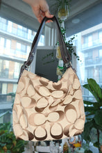 Load image into Gallery viewer, Vintage Coach F15067 Signature Jacquard Hobo Bag in Khaki and Brown