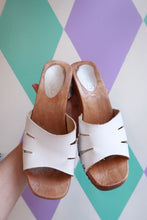 Load image into Gallery viewer, Vintage Italian Leather Wooden Platform Clogs