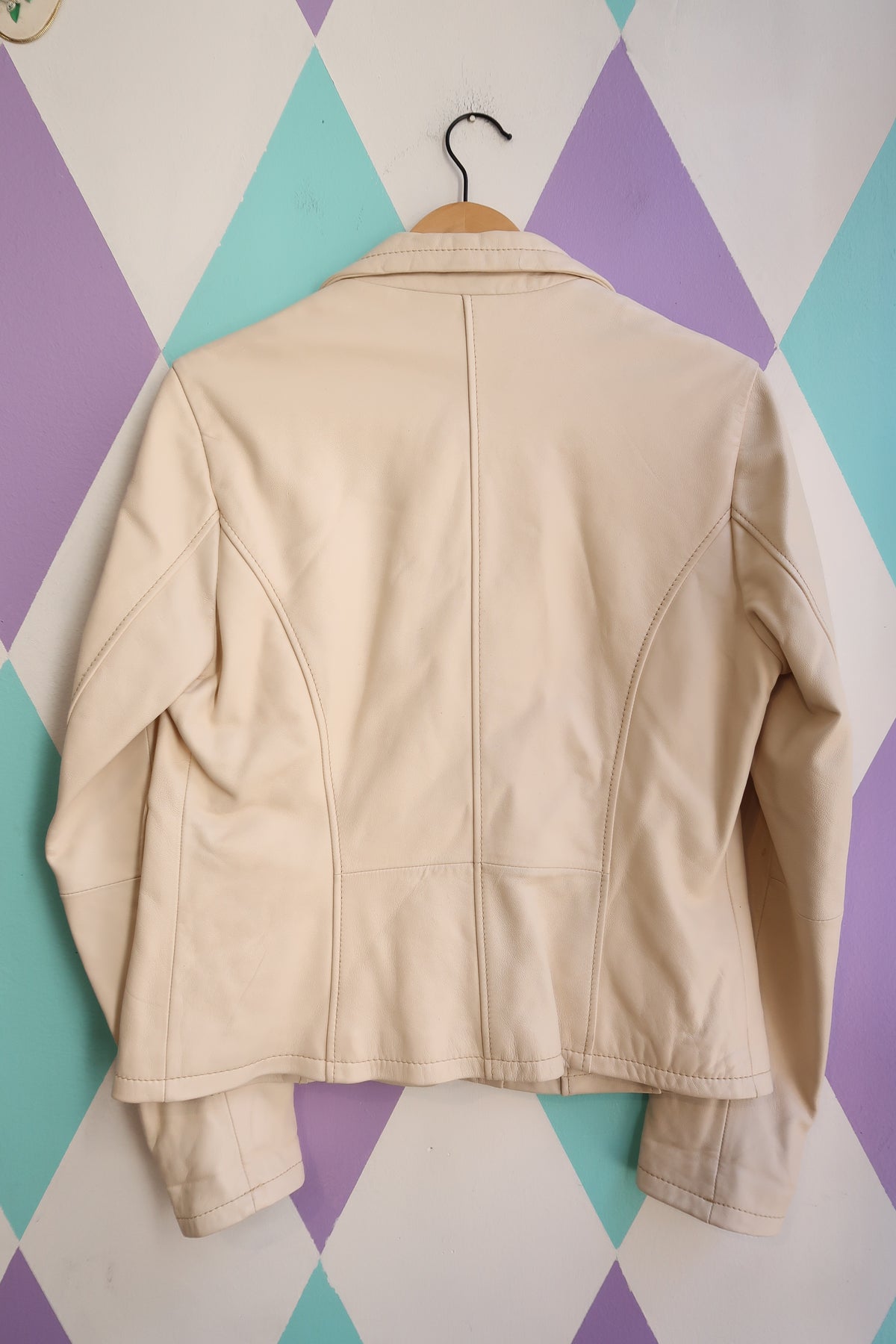 Vintage 2000s Wilsons Leather Cream Blazer Jacket - Elektra Vintage