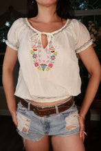 Load image into Gallery viewer, Vintage Y2K Embroidered Boho Peasant Top
