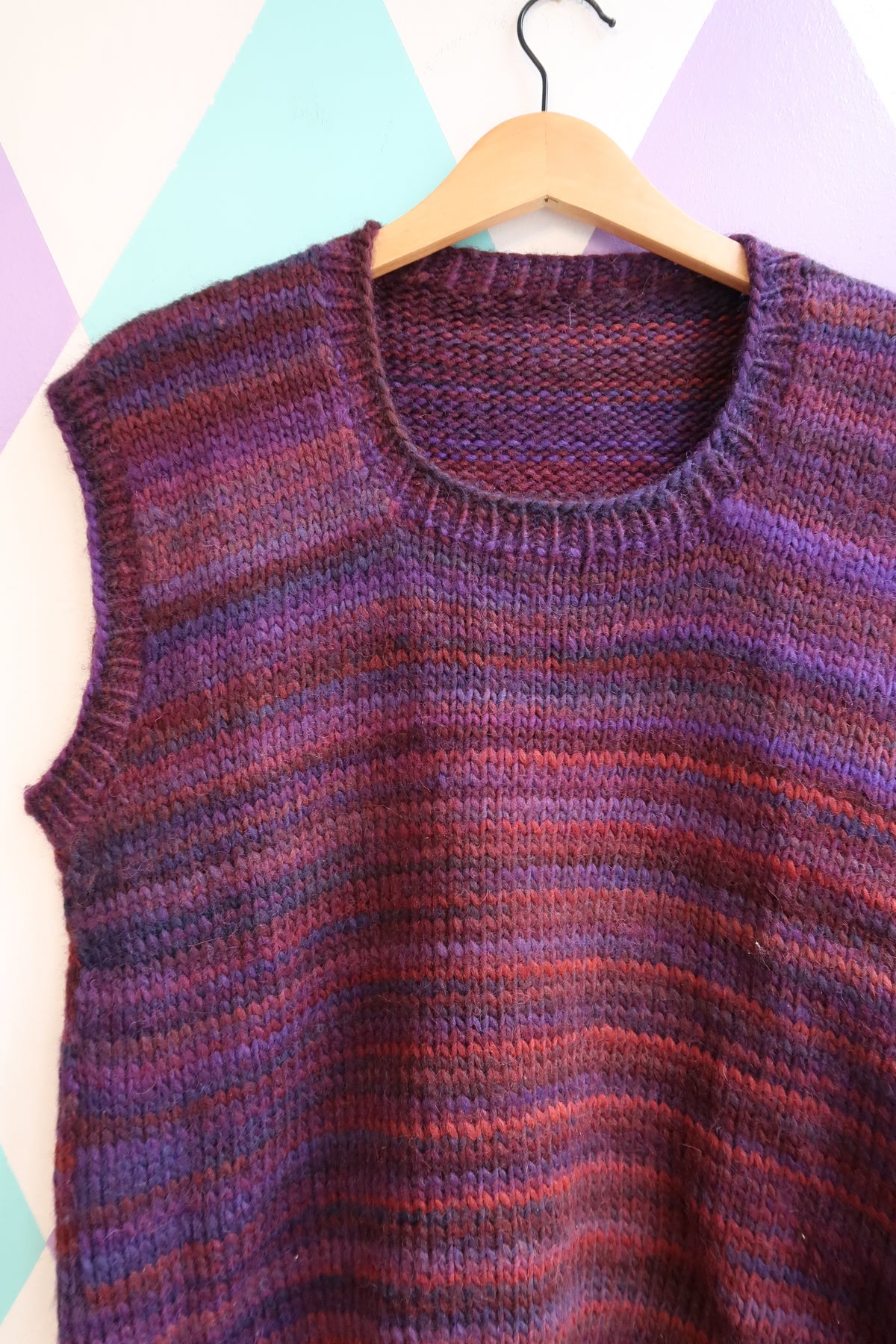 Vintage 1970s Hand Knit Wool Vest