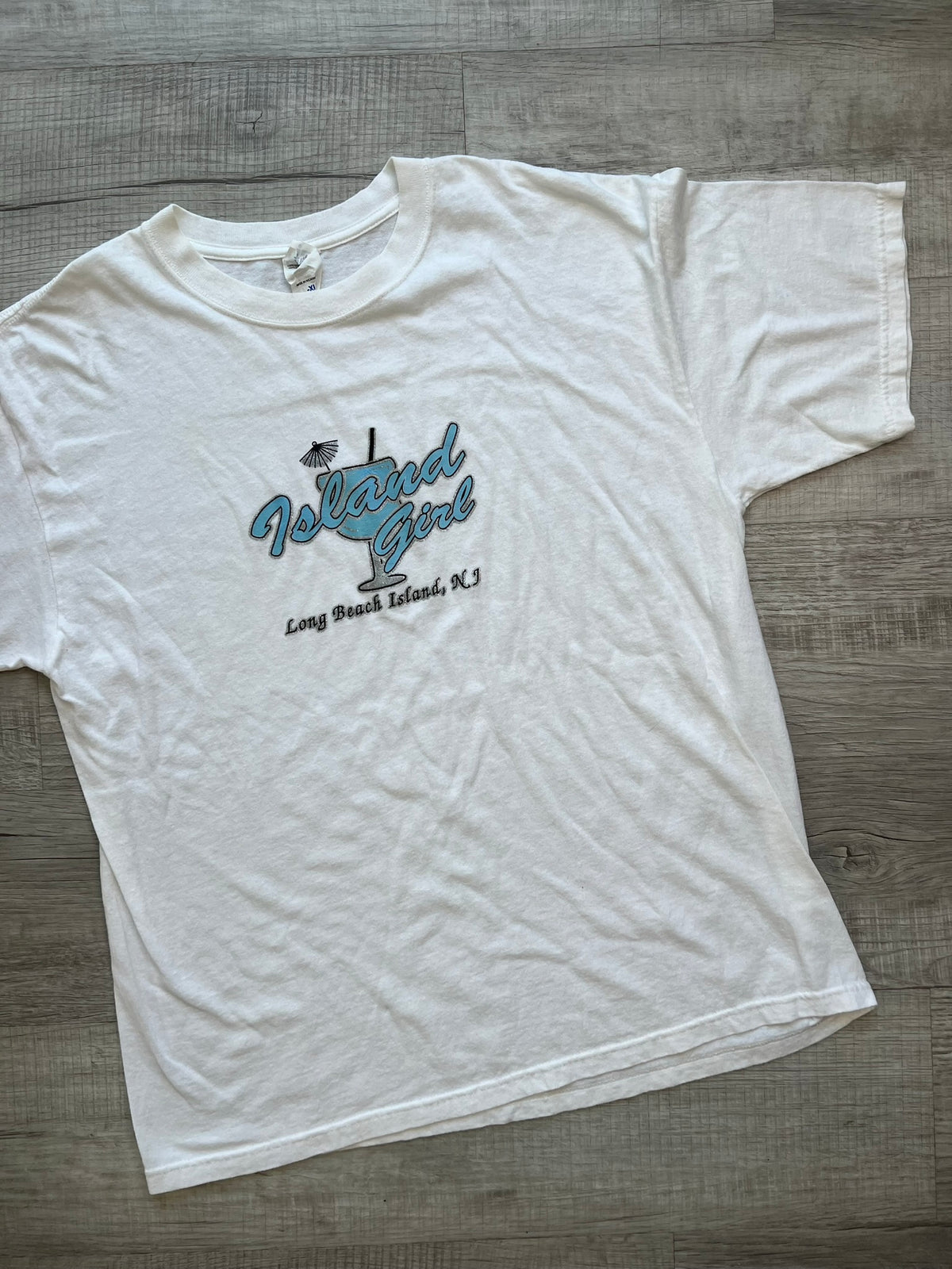 2000s Vintage Blue Island Girl Glitter Graphic Tee by Anvil - Elektra Vintage