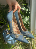 2000s Vintage Denim Pointed Toe Heels - Elektra Vintage