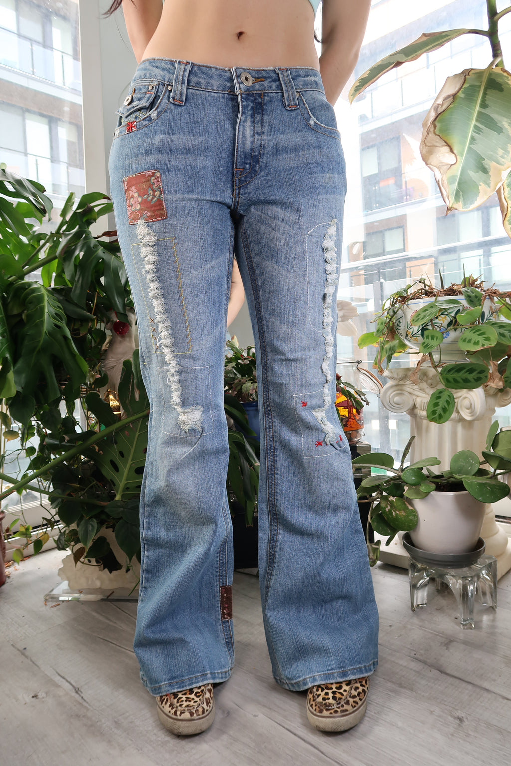 Vintage 2000s Patchwork Low Rise Denim Jeans by Vanilla Star