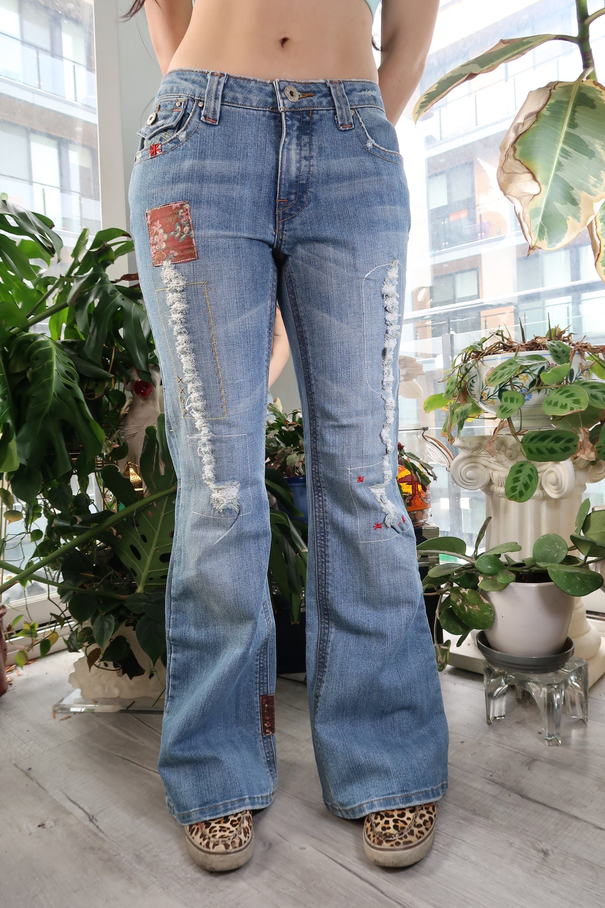 Vintage 2000s Patchwork Low Rise Denim Jeans by Vanilla Star