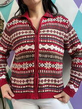 Load image into Gallery viewer, Vintage Fair Isle Knit Zip Up Sweater
