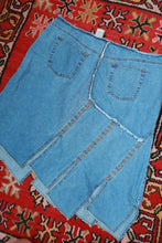 Load image into Gallery viewer, Vintage 2000s Plus Size Denim Midi Skirt Silver Grommet Chain Link Panel Jean Skirt
