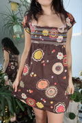 Vintage 2000s Brown Pattern Dress by Forever 21