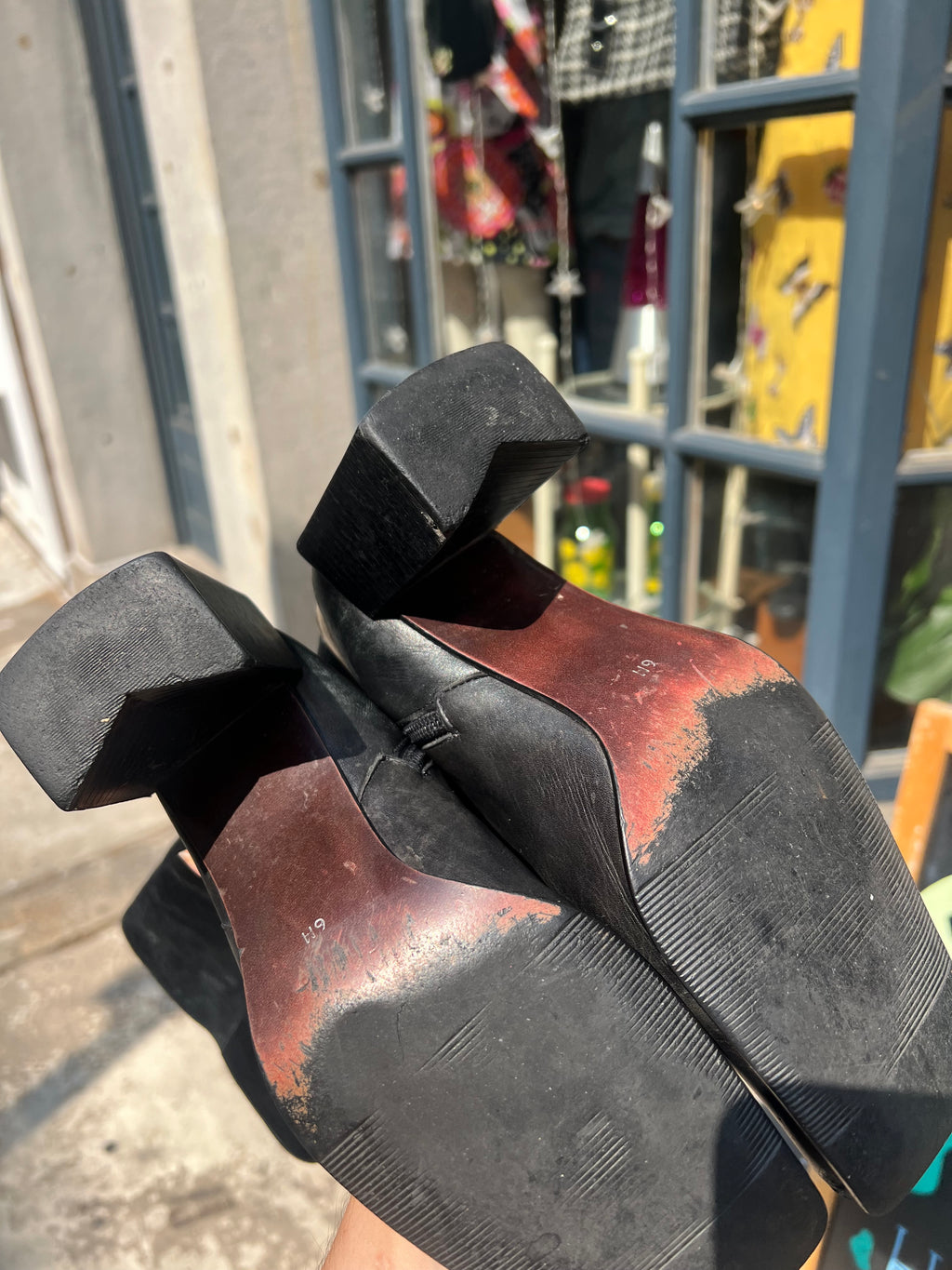 Vintage black leather mid calf boots by Elektra Vintage, size 6, featuring classic design and sturdy leather construction.
