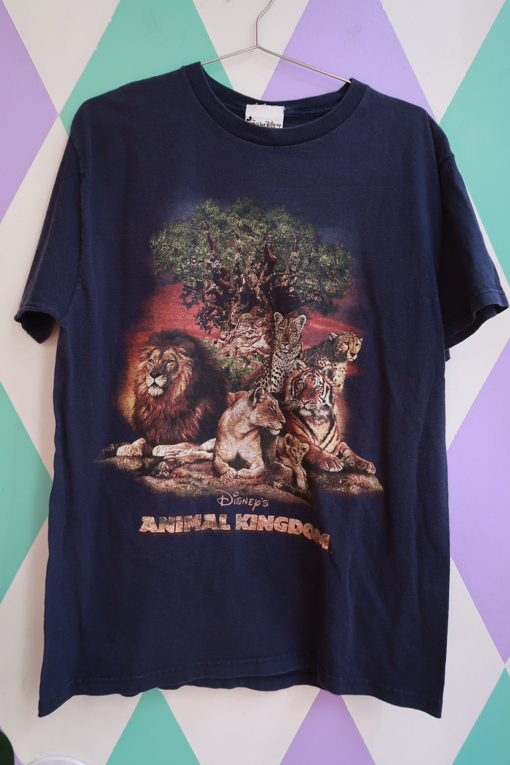 Vintage 90s Disney Animal Kingdom Navy Blue Graphic T-Shirt