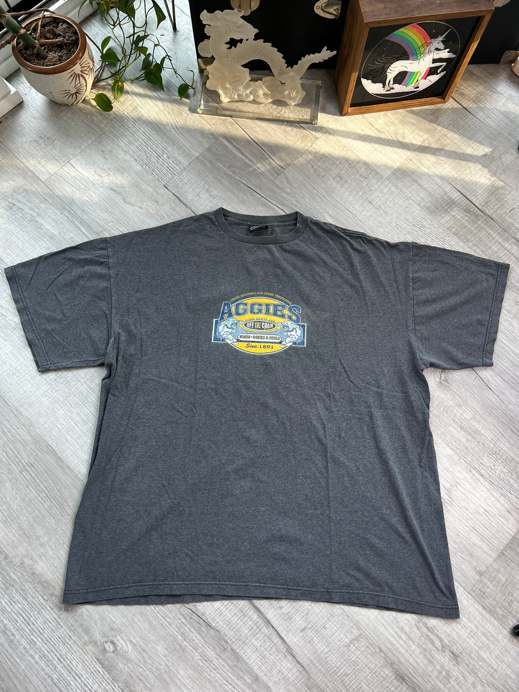 Vintage NC A&T Aggies graphic tee by Elektra Vintage, featuring a retro university logo on soft cotton fabric.