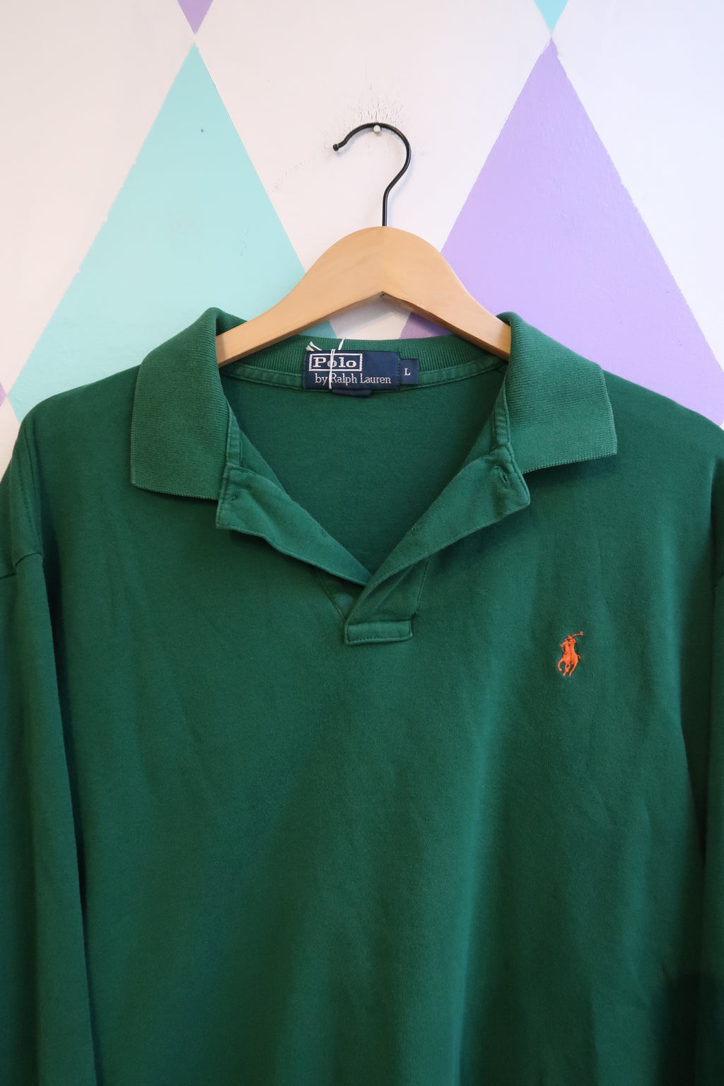 Vintage 90s Polo Ralph Lauren Forest Green Long Sleeve Polo