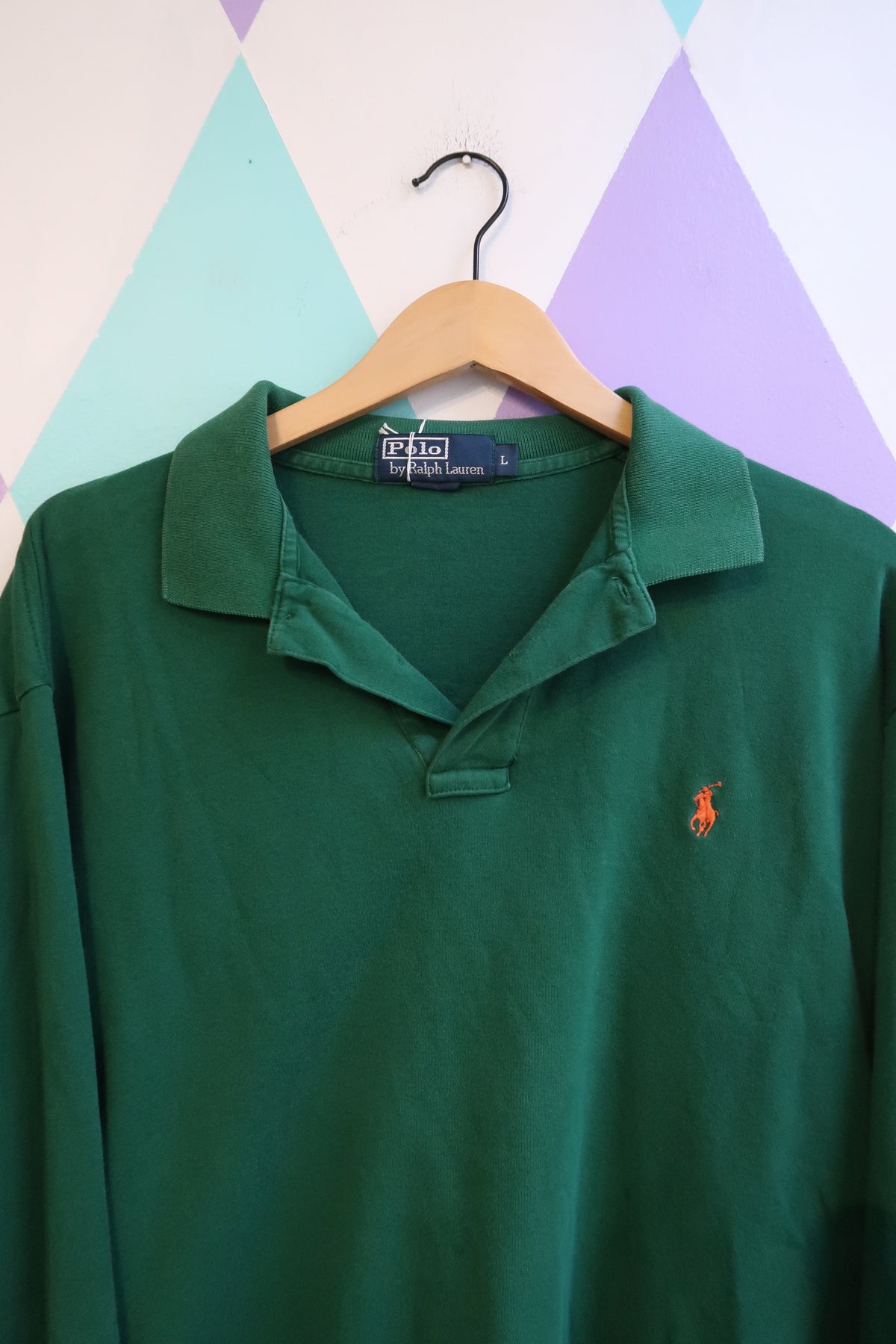 Vintage 90s Polo Ralph Lauren Forest Green Long Sleeve Polo