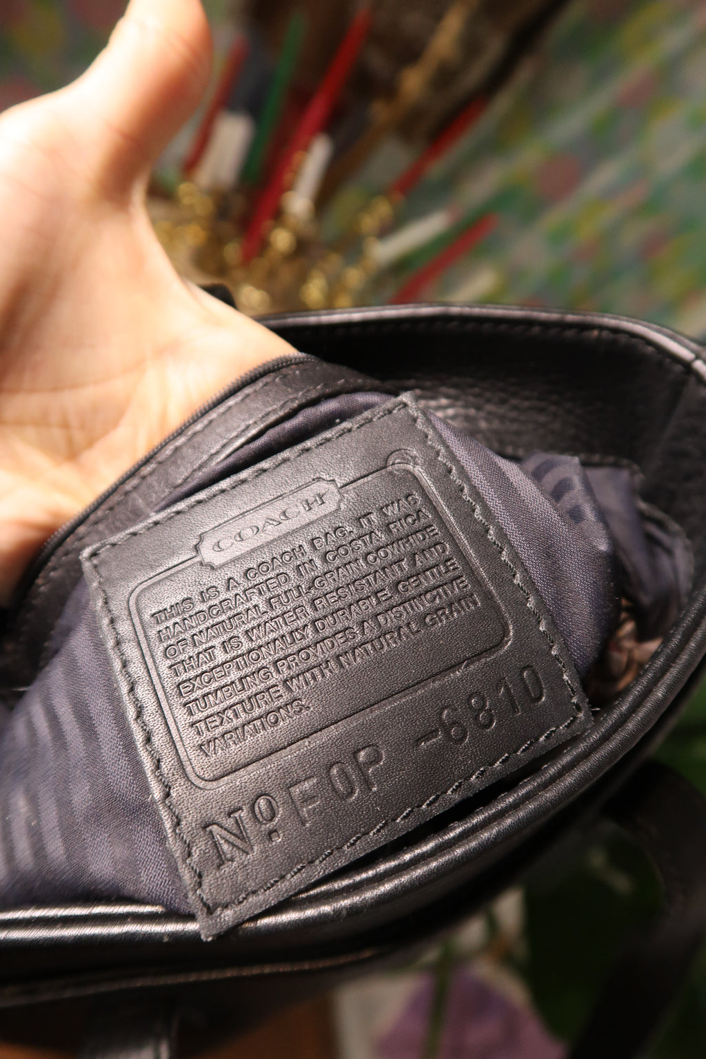 Vintage Coach Black Leather Tote Bag — Full-Grain Pebbled Leather Style F0P-6810