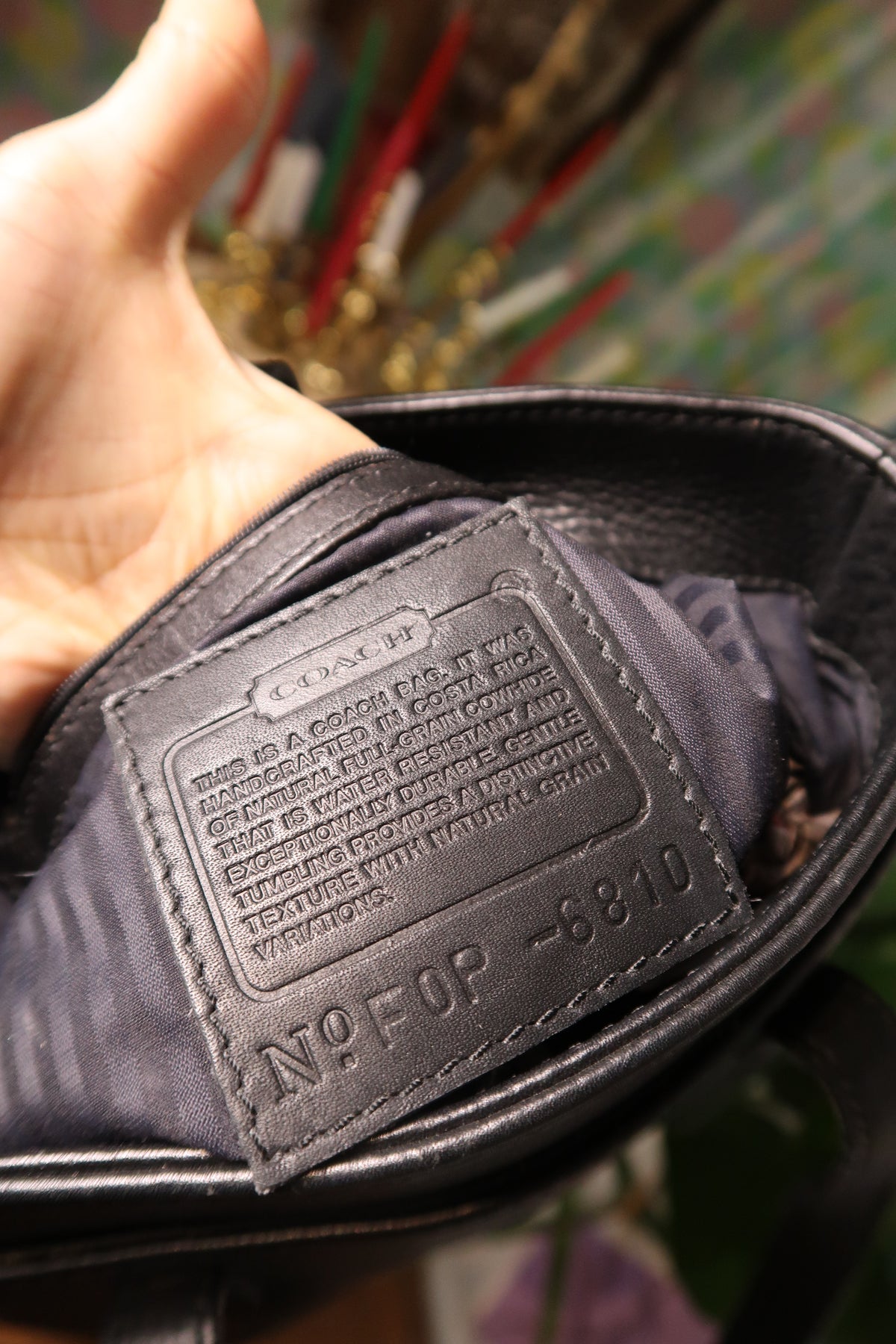 Vintage Coach Black Leather Tote Bag — Full-Grain Pebbled Leather Style F0P-6810