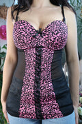 Vintage 2000s Playboy Pink Cheetah Print Corset Top