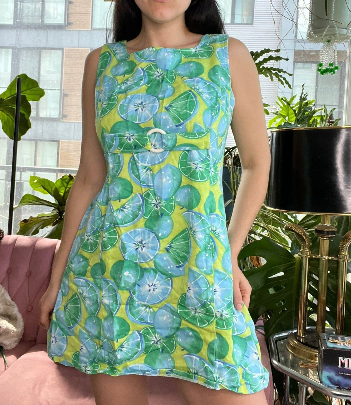 90s Vintage Citrus Lime Mini Dress - Elektra Vintage