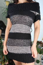 Load image into Gallery viewer, Vintage 2000s Charcoal Stripe Knit Mini Dress
