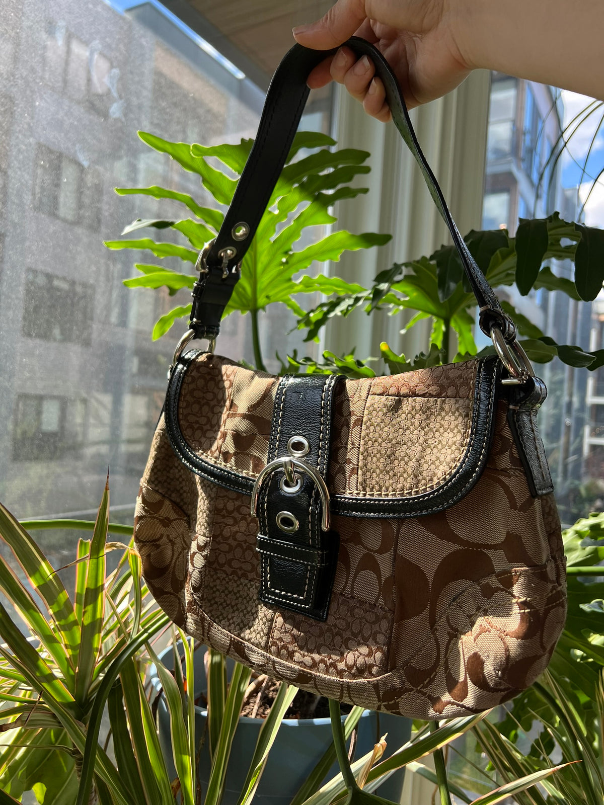 Y2k Vintage Patchwork Monogram Coach Shoulder Bag - Elektra Vintage