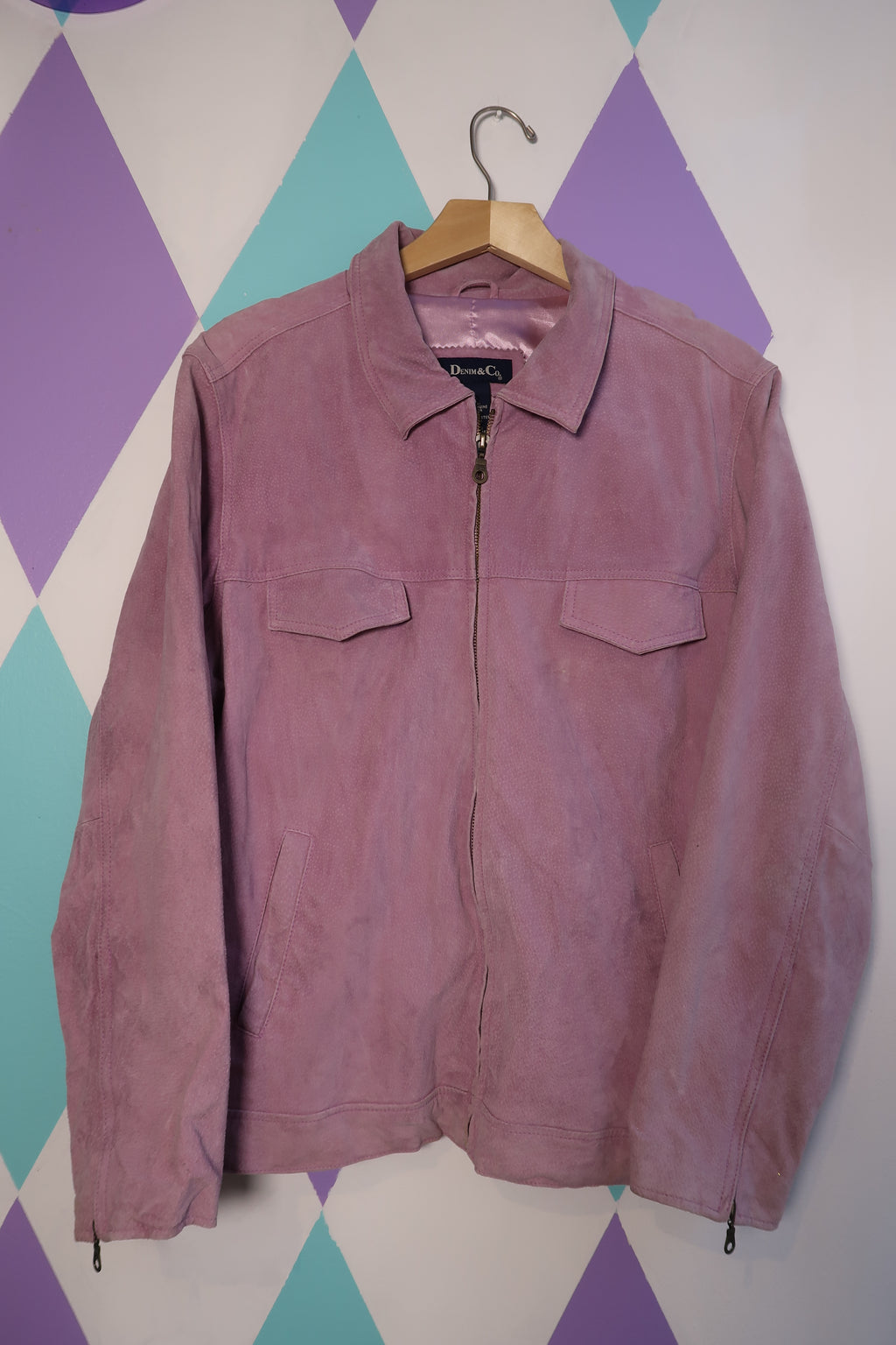 Vintage Lavender Suede Leather Jacket