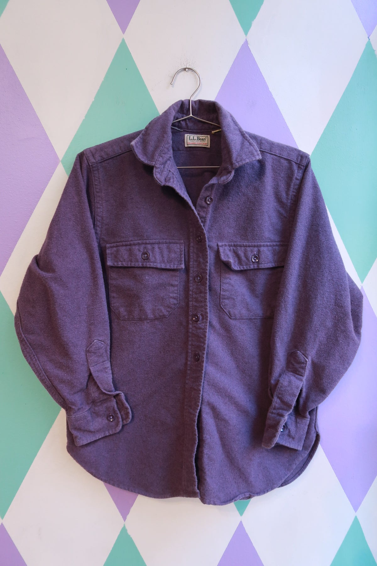 Vintage LL Bean Purple Chamois Cloth Button Down Shirt - Elektra Vintage